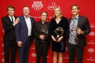 Ledecky and Dressel at the Golden Goggle Awards, 2021 (Photo by Michael Reaves/Getty Images)